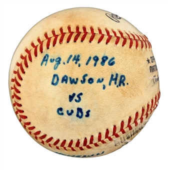 Andre Dawsons Game Used Home Run #220  Baseball - Expos All Time Record (Dawson LOA)